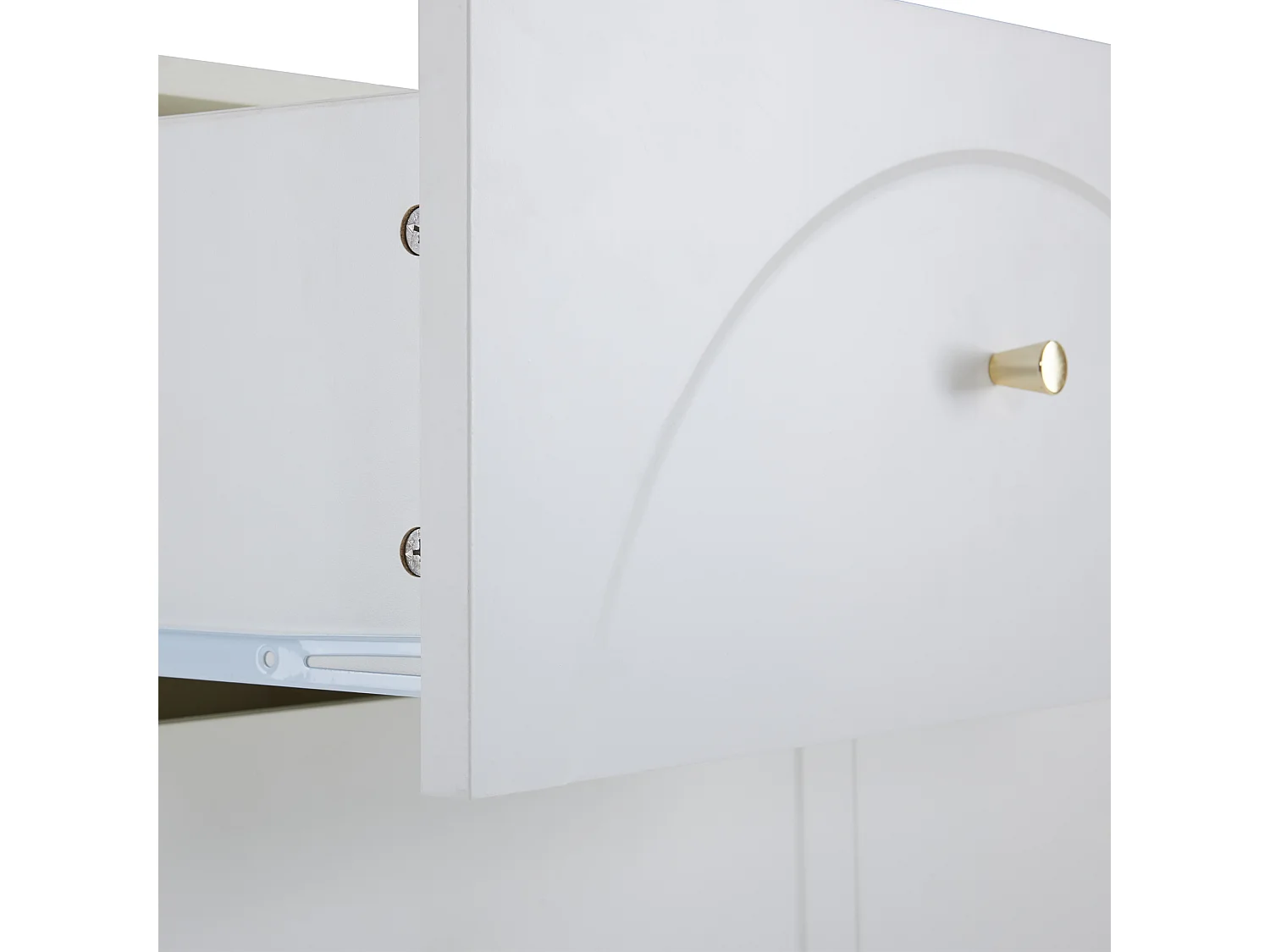 Buffet moderne - 6 portes avec poignées en métal - Blanc