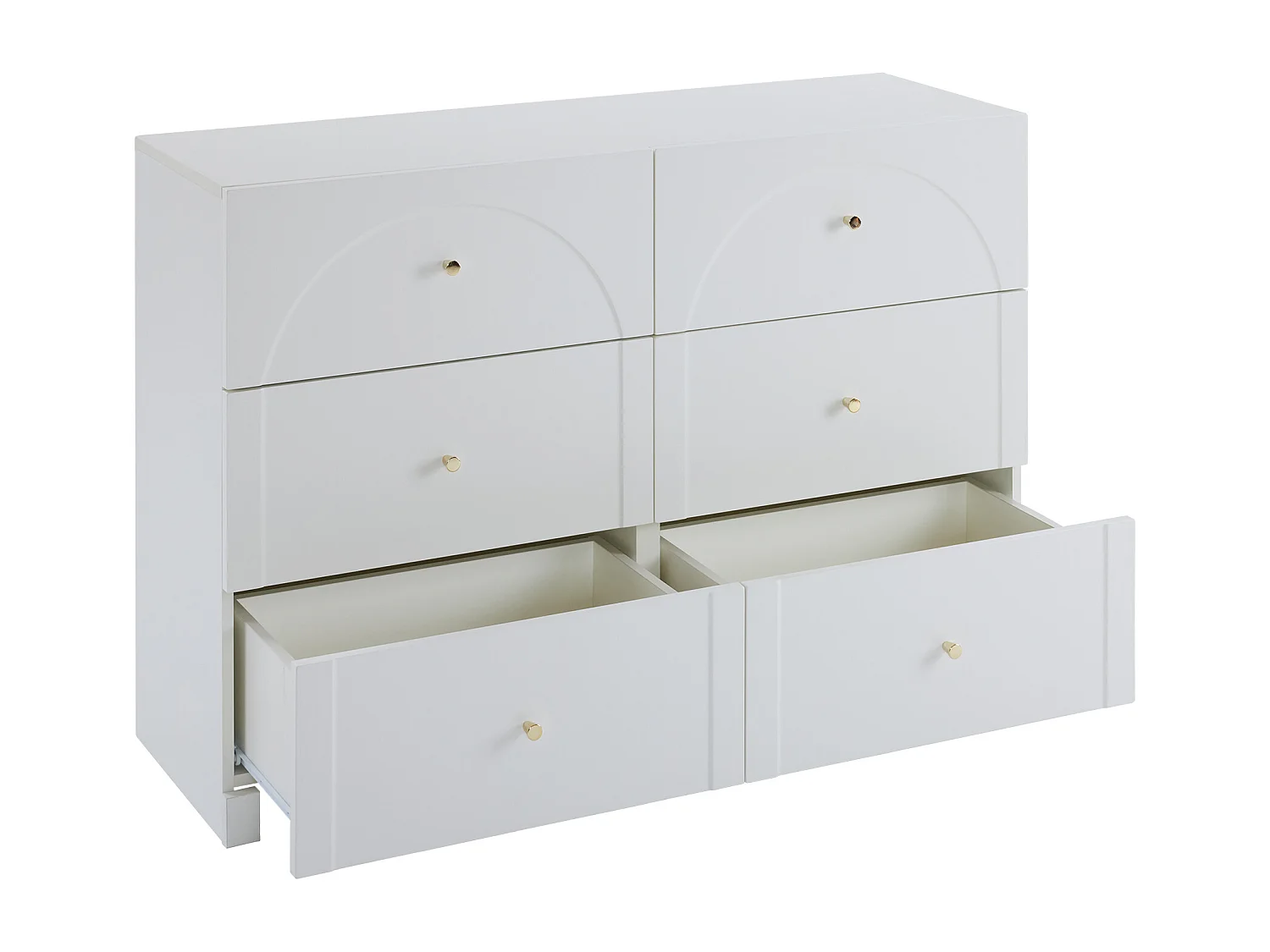 Buffet moderne - 6 portes avec poignées en métal - Blanc