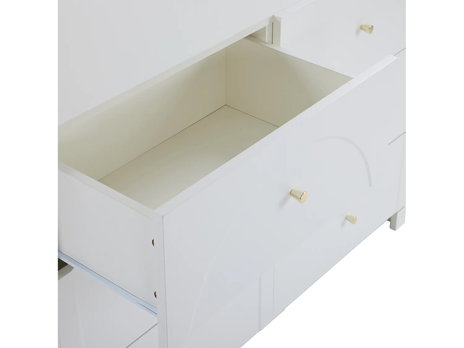 Modernes Sideboard – 6 Türen mit Metallgriffen – Weiß