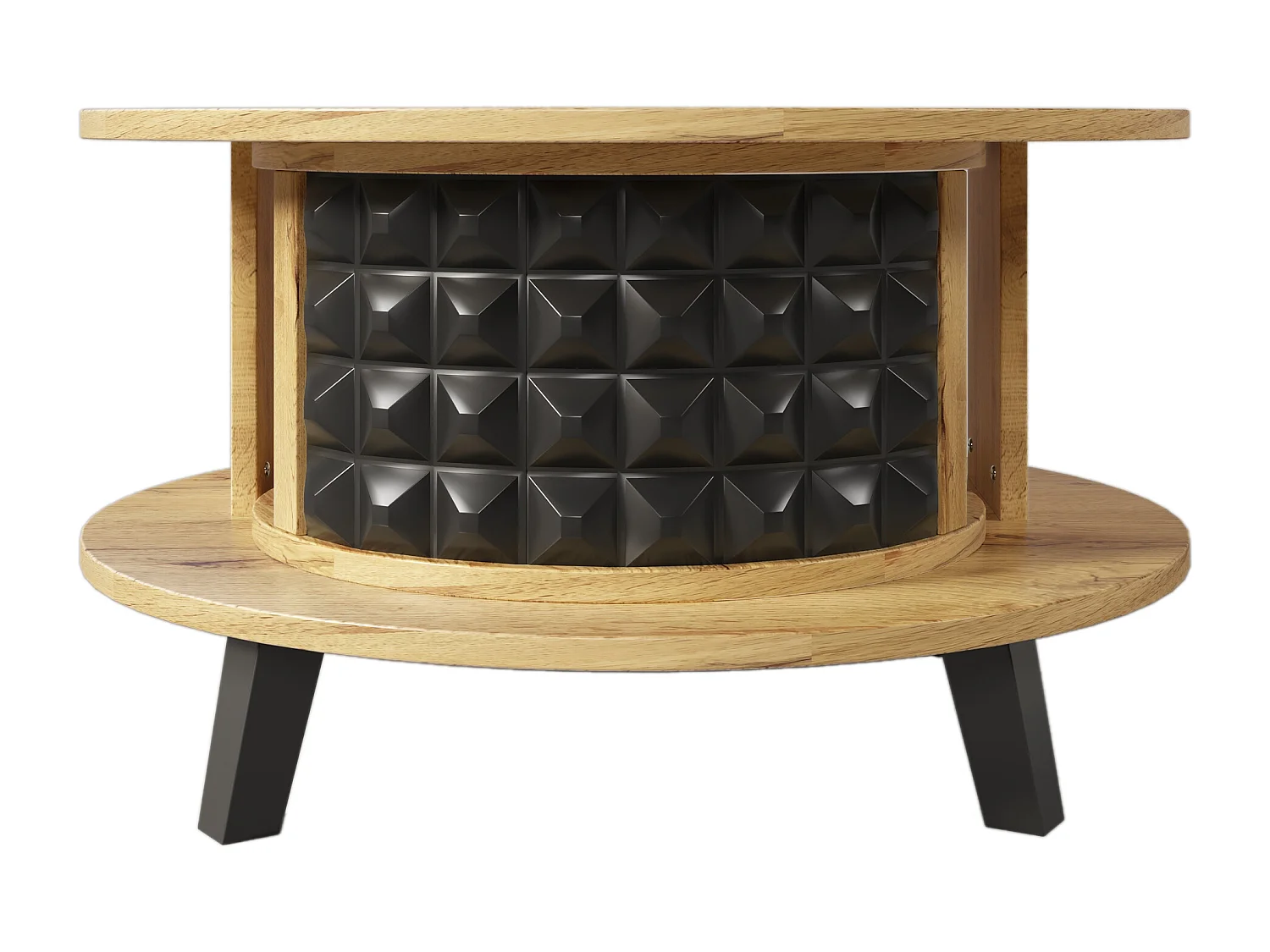 Table basse - avec rangement intérieur pivotant - Naturel & Noir