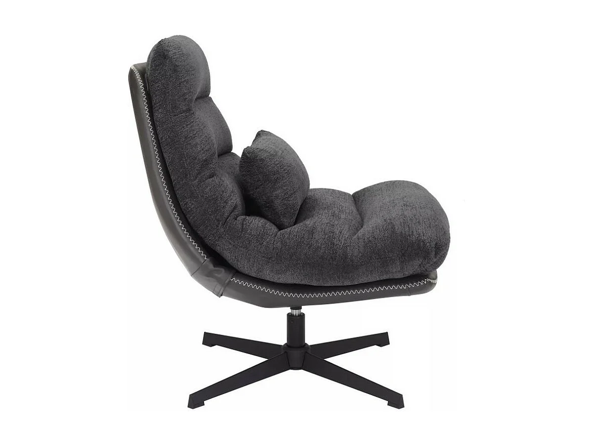 Sillón giratorio de ecopiel y tejido gris oscuro Sodalite