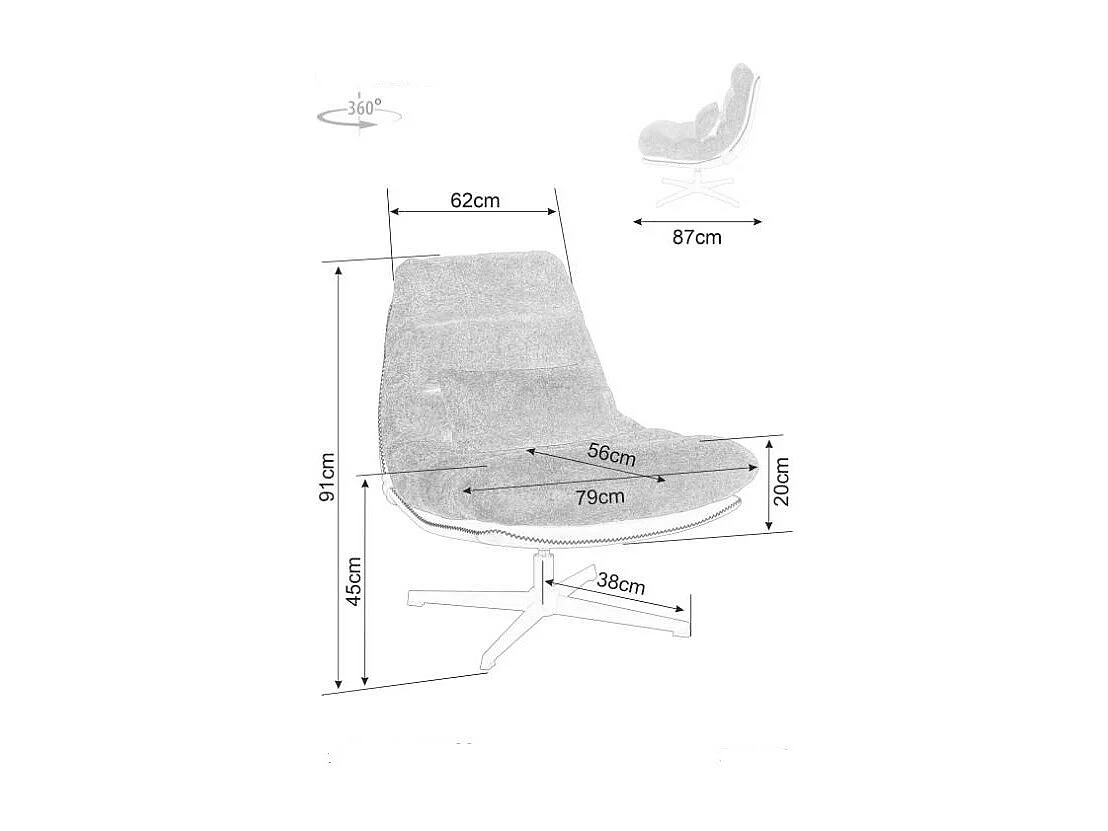 Poltrona girevole in ecopelle e tessuto grigio scuro Sodalite