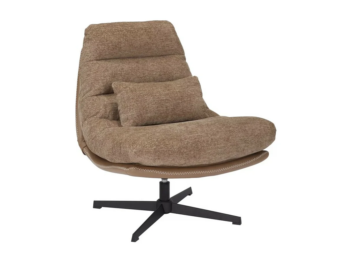 Poltrona girevole in tessuto ed ecopelle beige Sodalite