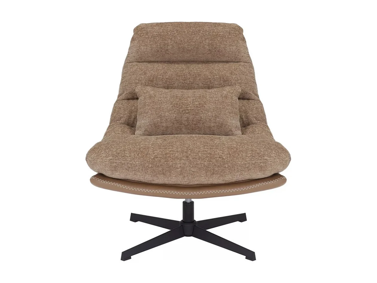 Poltrona girevole in tessuto ed ecopelle beige Sodalite