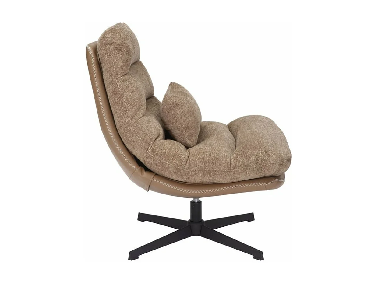 Poltrona girevole in tessuto ed ecopelle beige Sodalite