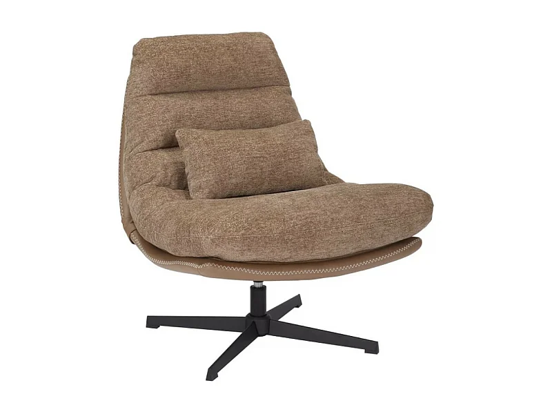 Fauteuil pivotant beige en tissu et éco-cuir Sodalite