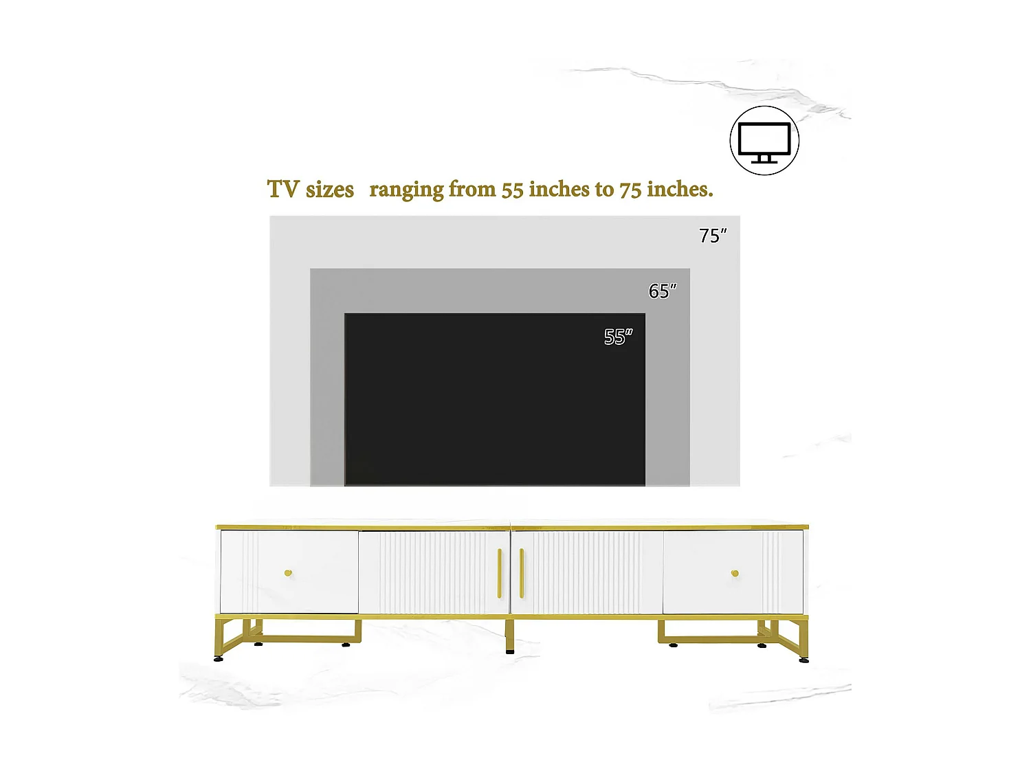 Meble TV 180 cm na telewizor 80" - 2 drzwi i 2 szuflady - Biały