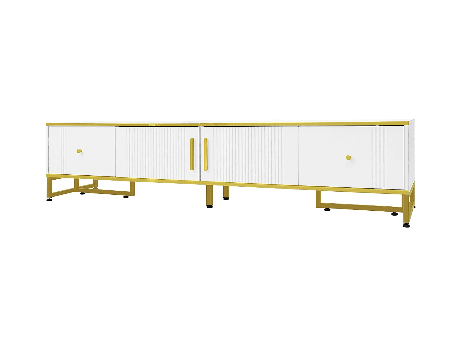 180-cm-TV-Schrank für 80-Zoll-Fernseher – 2 Türen und 2 Schubladen – Weiß