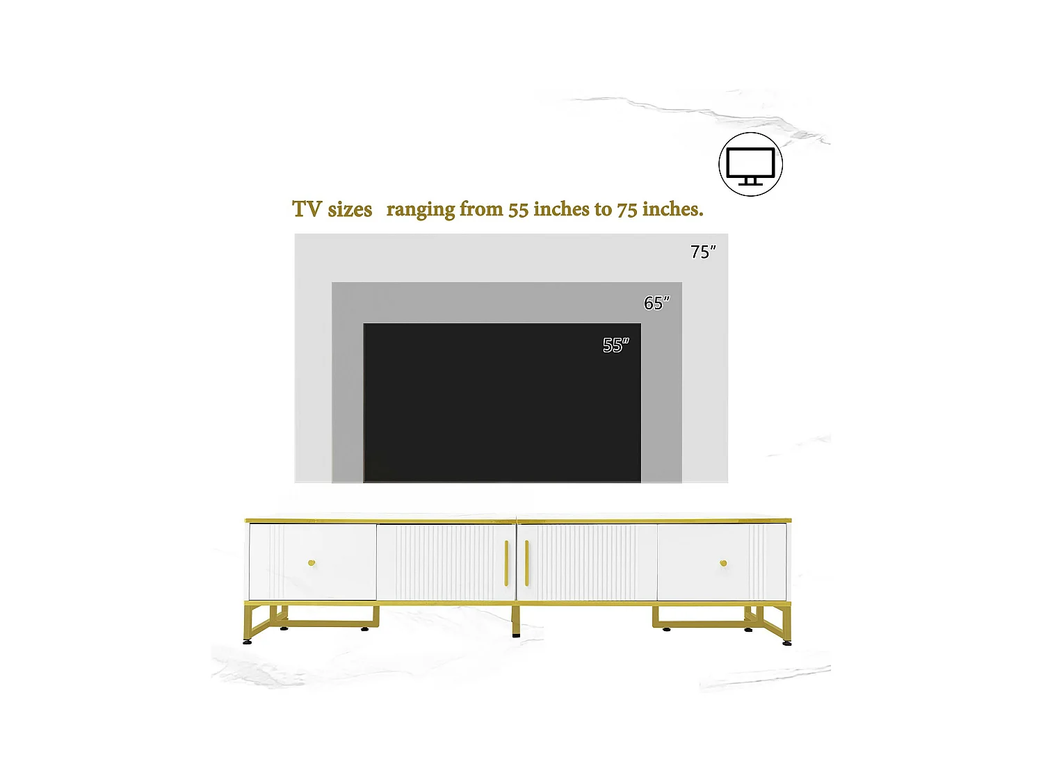 180-cm-TV-Schrank für 80-Zoll-Fernseher – 2 Türen und 2 Schubladen – Weiß