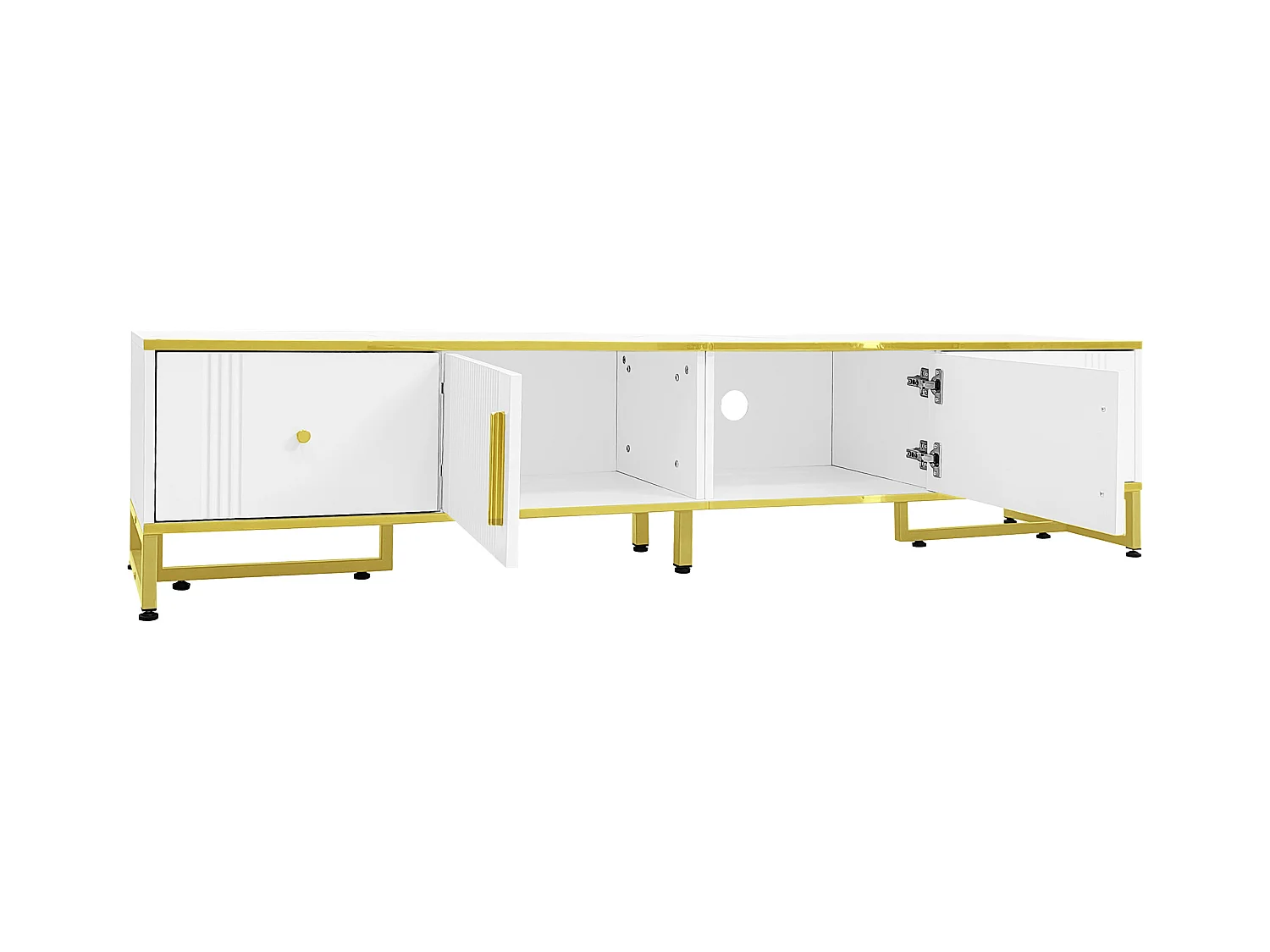 180-cm-TV-Schrank für 80-Zoll-Fernseher – 2 Türen und 2 Schubladen – Weiß