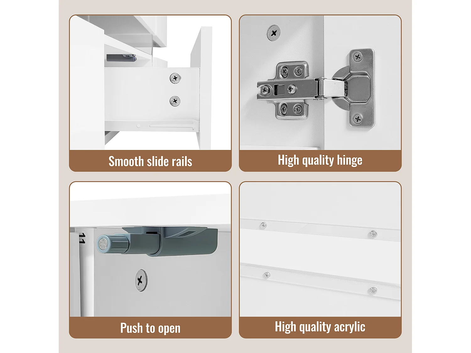 Mobile TV da 160 cm per TV da 70" con LED - 2 ante e 1 cassetto - Bianco