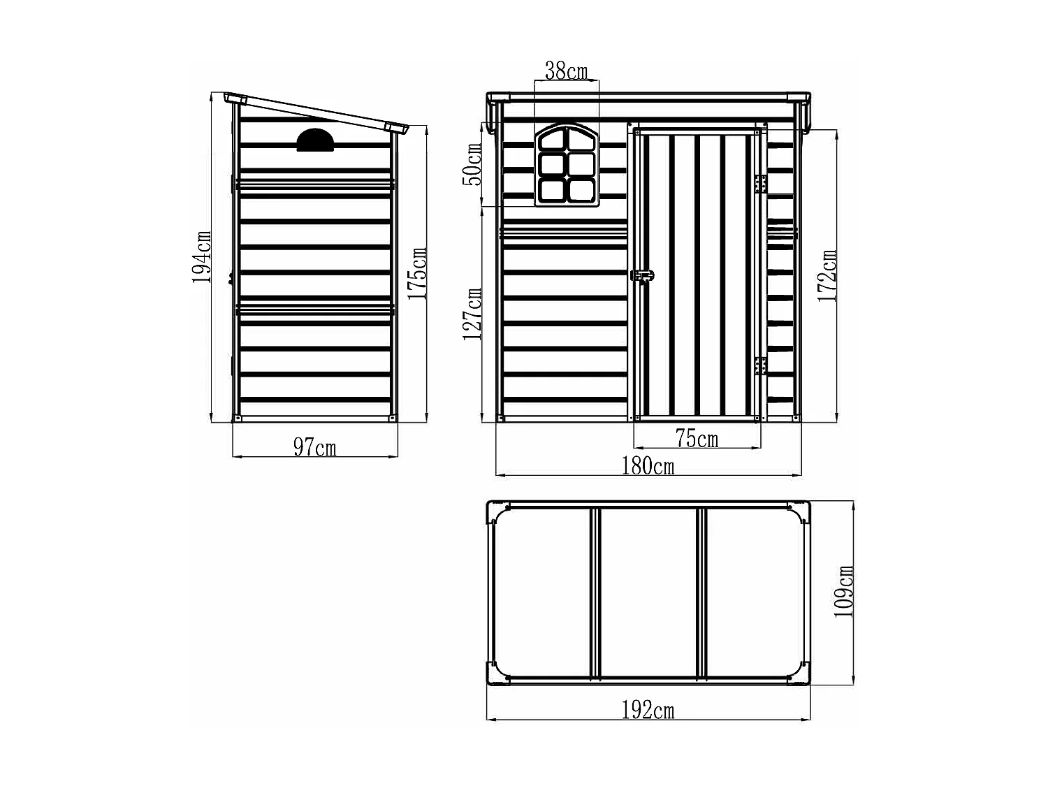 Abri de jardin en résine anthracite 2,09 m² NERIO
