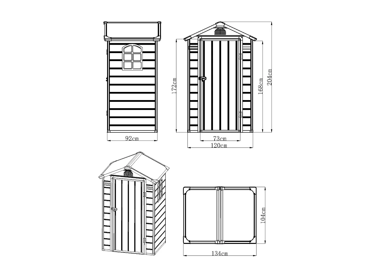 Abri de jardin en résine gris anthracite 1,39 m² - CESIO