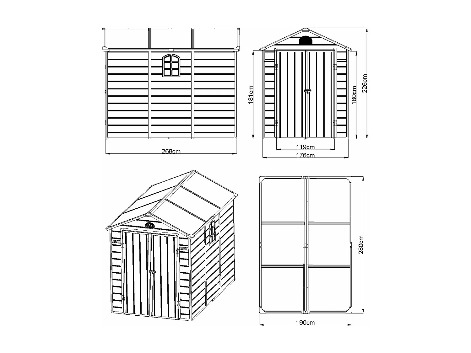 Abri de jardin en résine gris anthracite 5,32 m² - CESIO