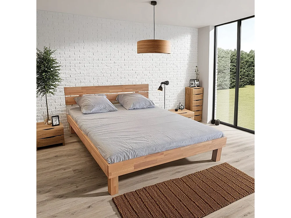 Lit RIVA 160x200 cm avec sommier / Hêtre massif huilé