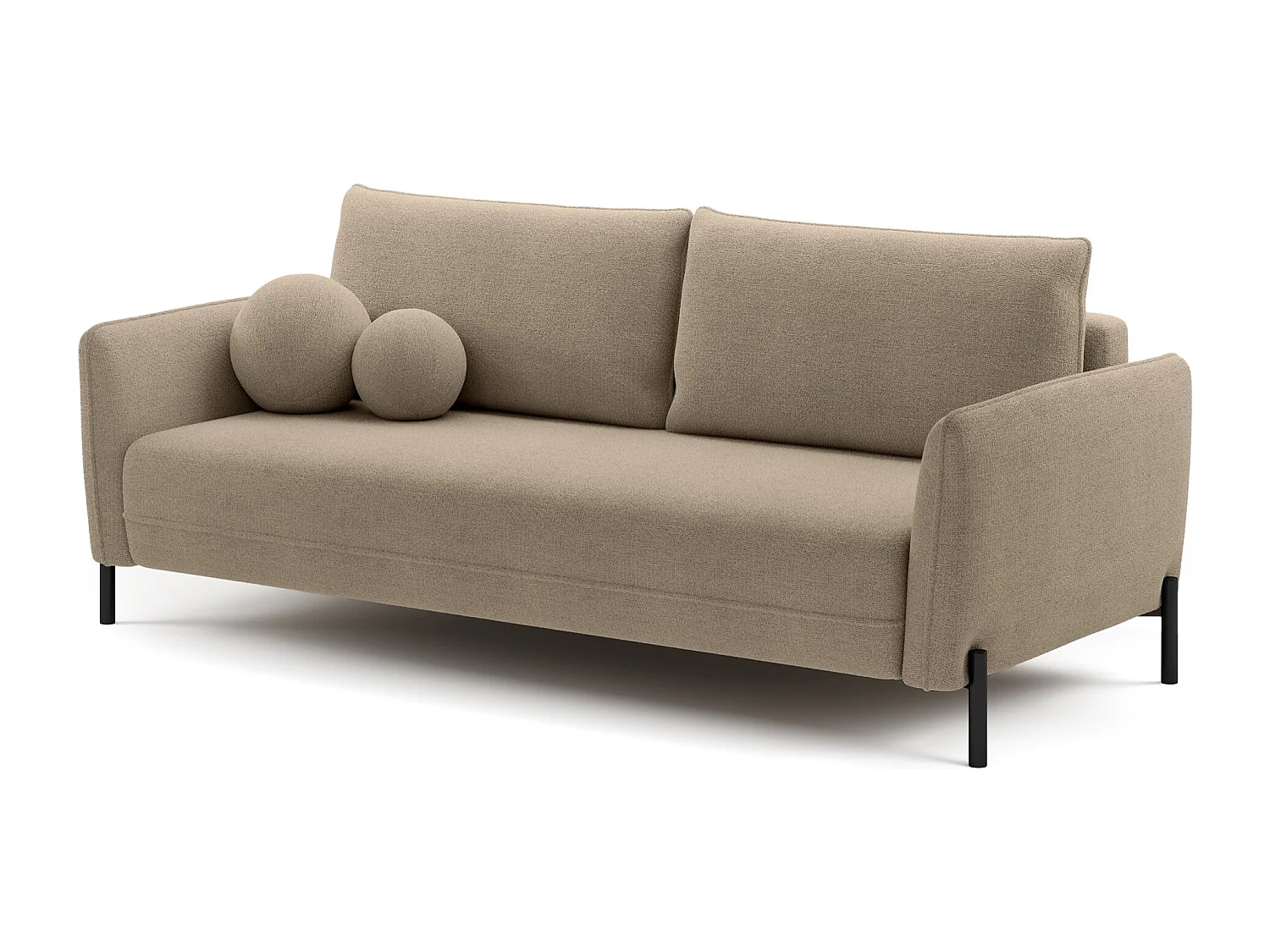 3-zits slaapbank - in waterdichte beige chenillestof - VERUCO