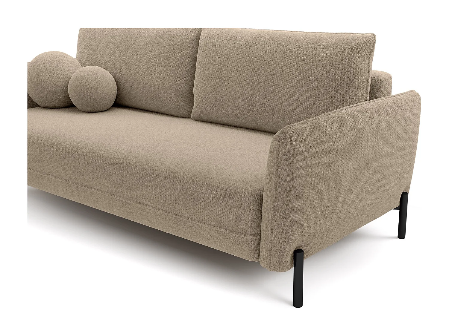 Canapé convertible 3 places - en tissu chenille beige imperméable - VERUCO