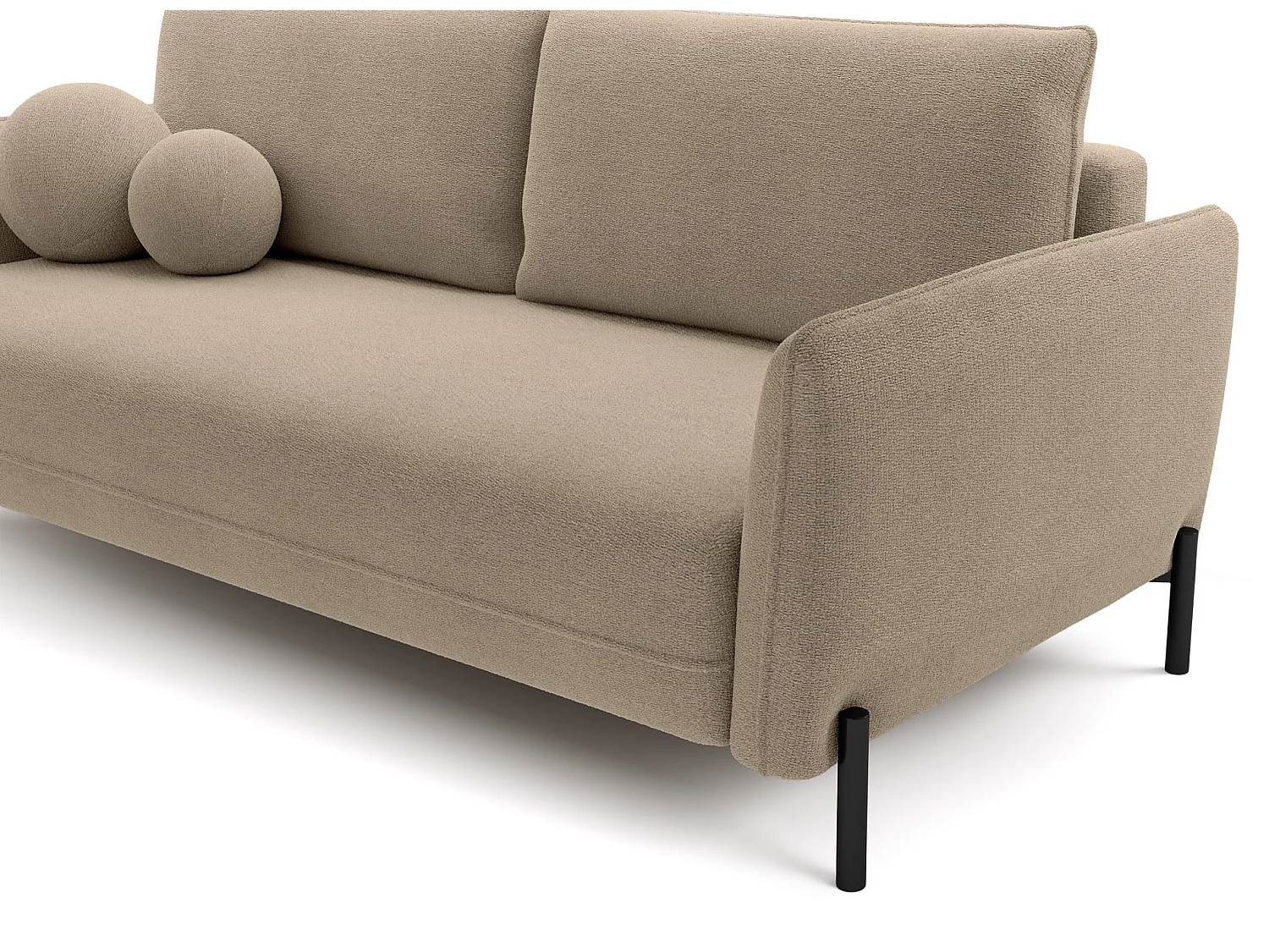 Canapé convertible 3 places - en tissu chenille beige imperméable - VERUCO