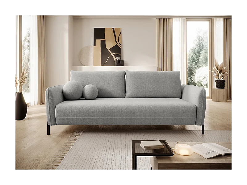 Sofa mit Schlaffunktion und Chenille-Bezug - Grau - VERUCO