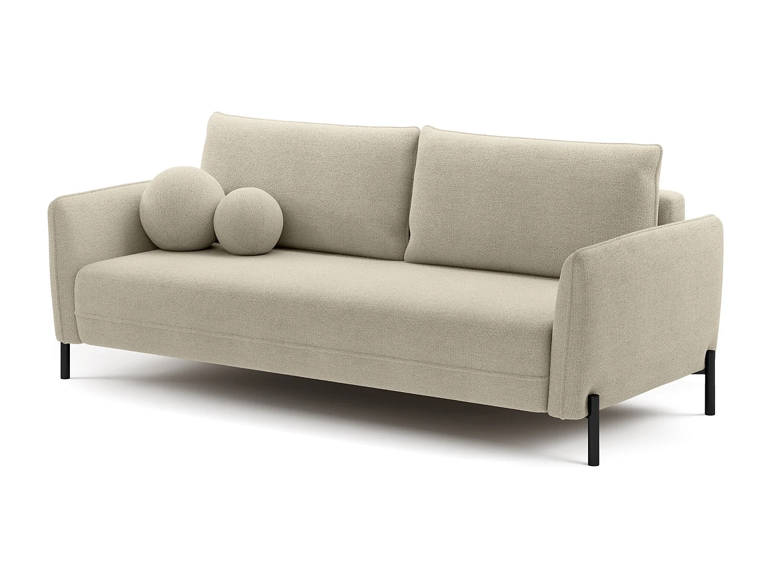 Sofa mit Schlaffunktion und Chenille-Bezug - Hellbeige - VERUCO