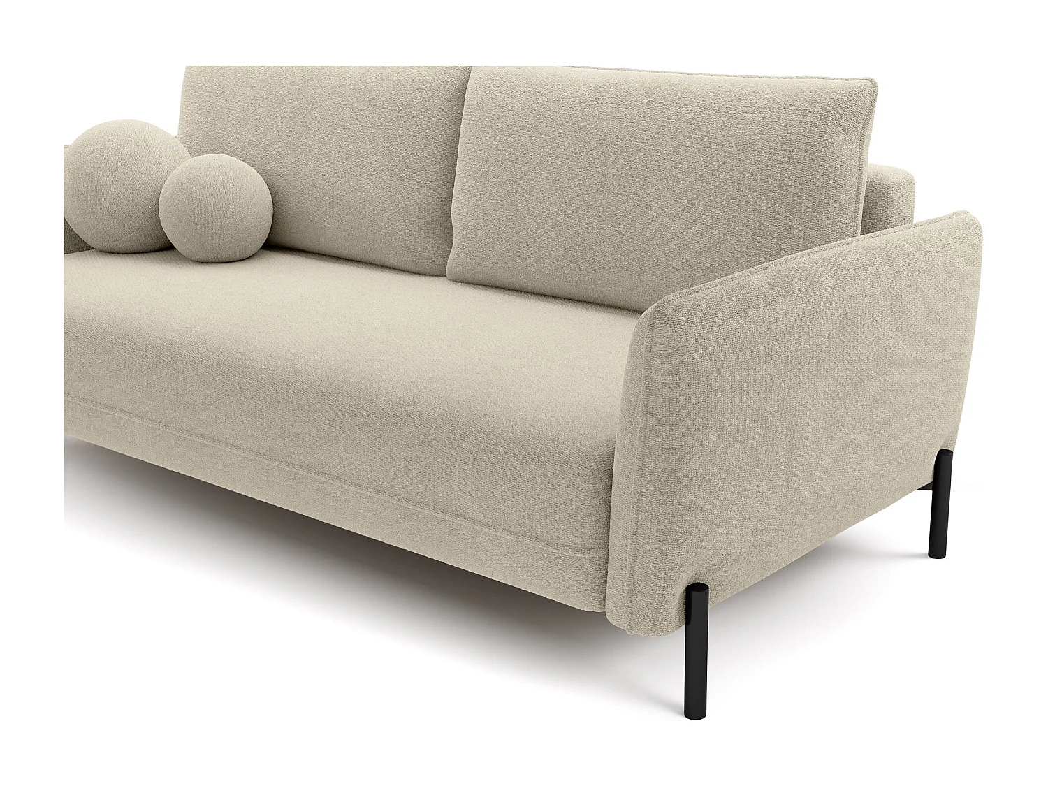 Canapé convertible 3 places - en tissu chenille beige clair imperméable - VERUCO