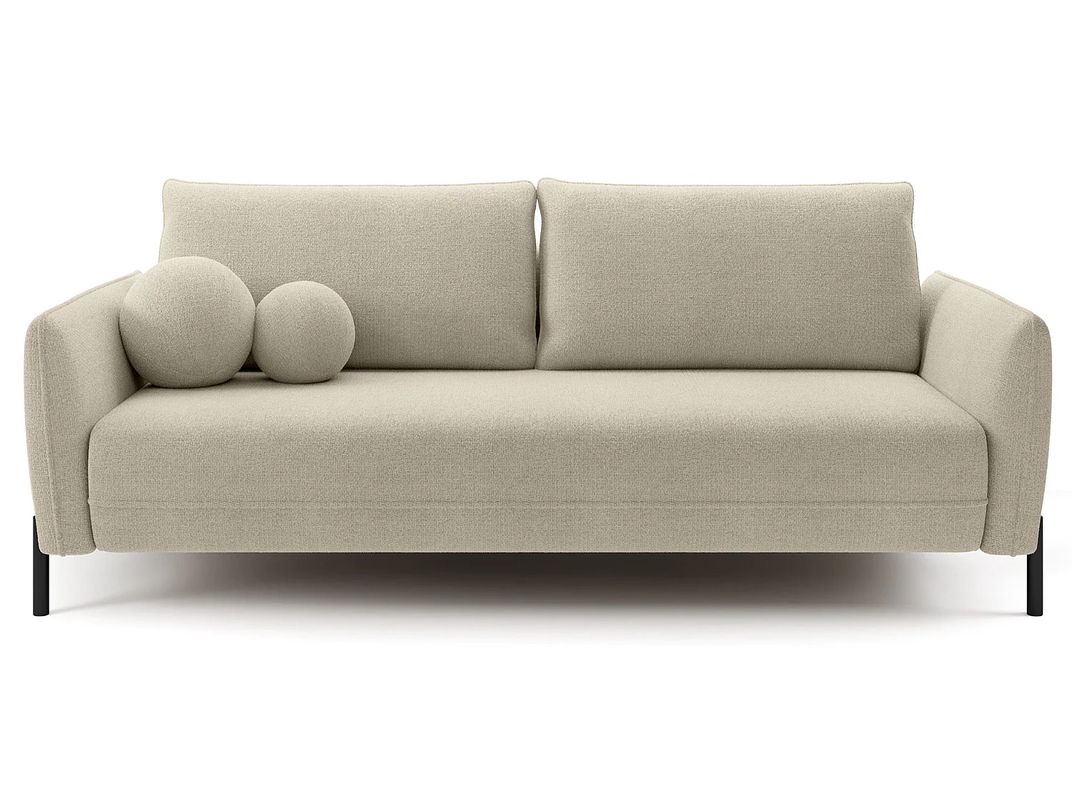 Canapé convertible 3 places - en tissu chenille beige clair imperméable - VERUCO