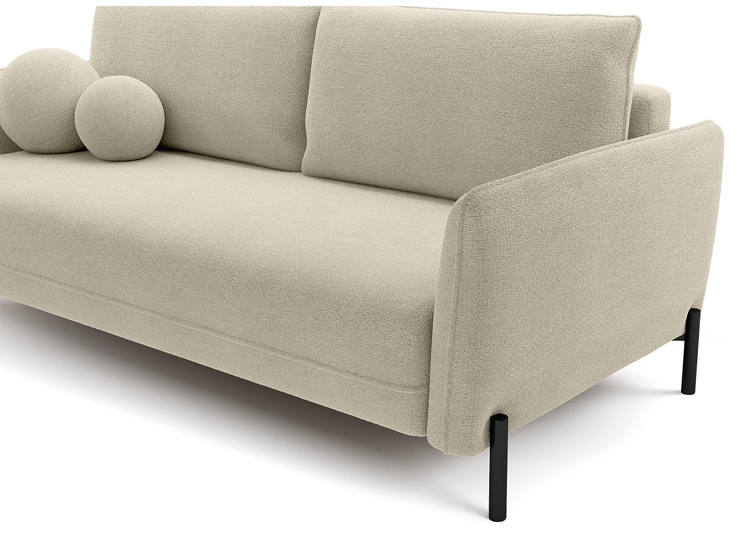 Canapé convertible 3 places - en tissu chenille beige clair imperméable - VERUCO