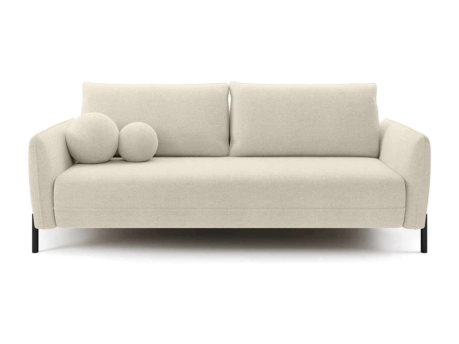 Canapé convertible 3 places - en tissu chenille crème imperméable - VERUCO