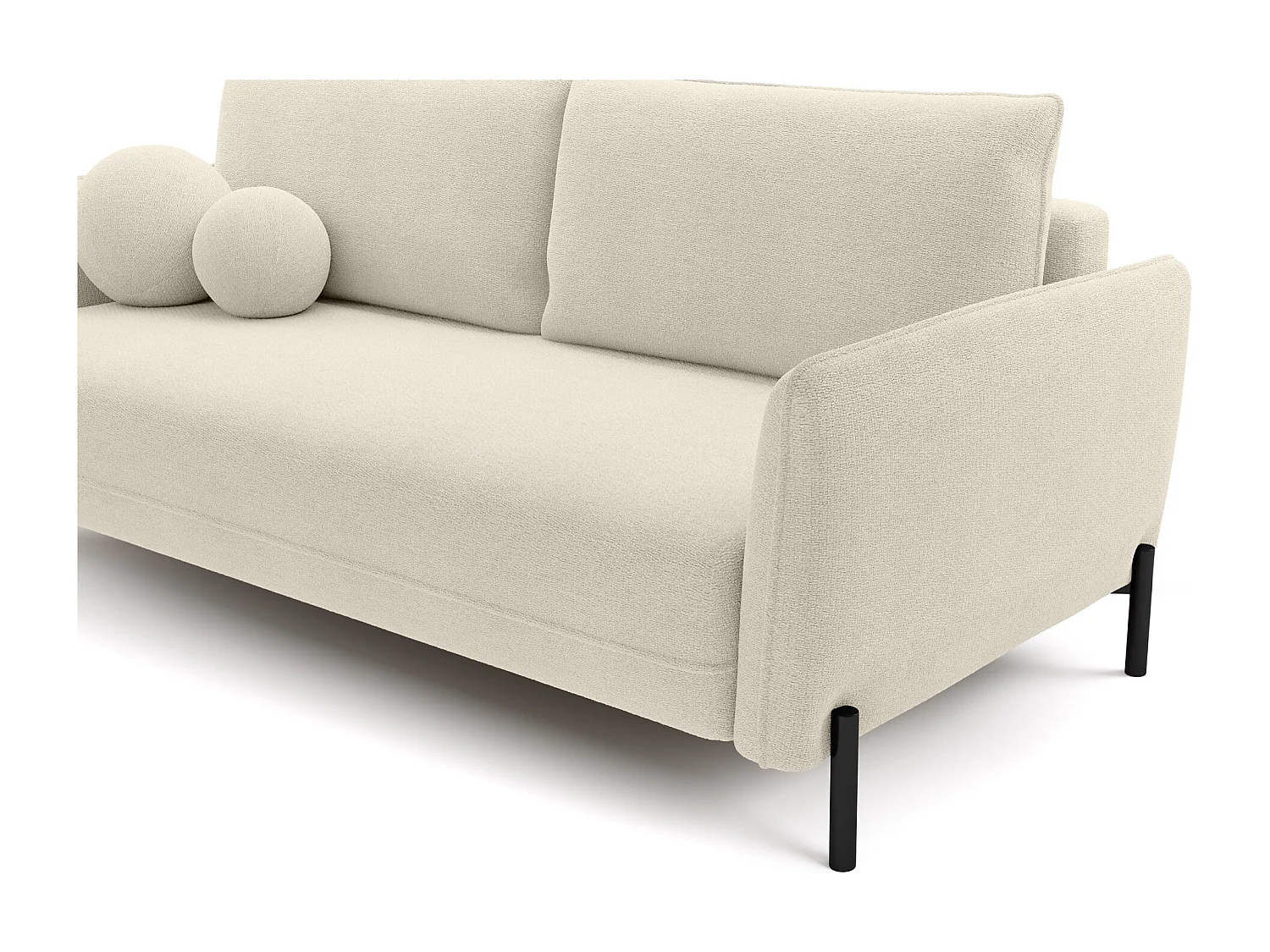 Canapé convertible 3 places - en tissu chenille crème imperméable - VERUCO