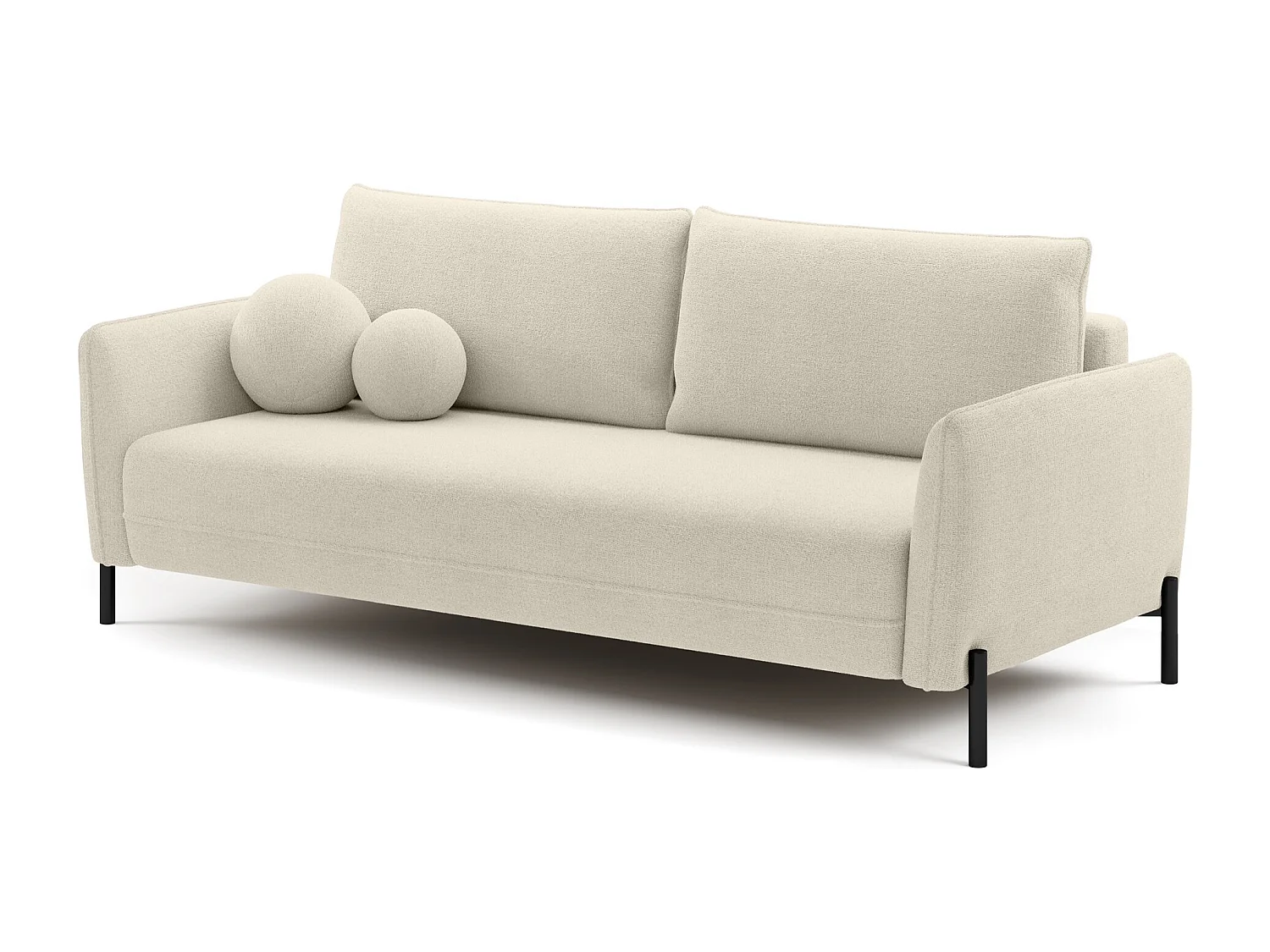 Canapé convertible 3 places - en tissu chenille crème imperméable - VERUCO