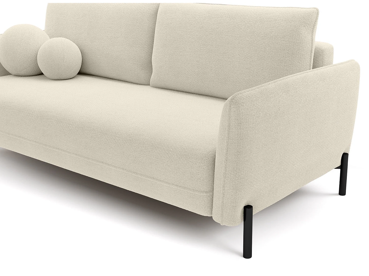 Canapé convertible 3 places - en tissu chenille crème imperméable - VERUCO