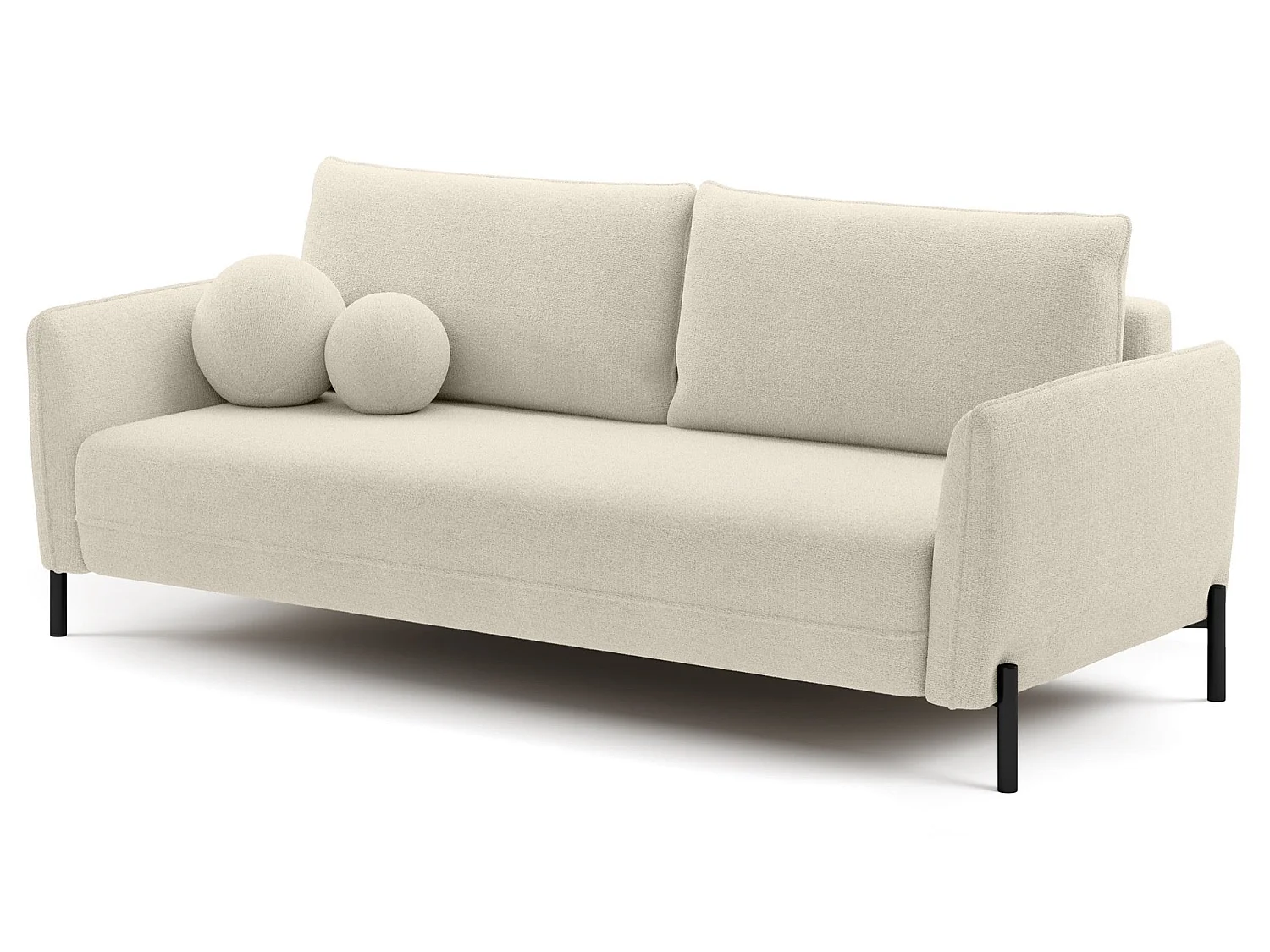 Canapé convertible 3 places - en tissu chenille crème imperméable - VERUCO