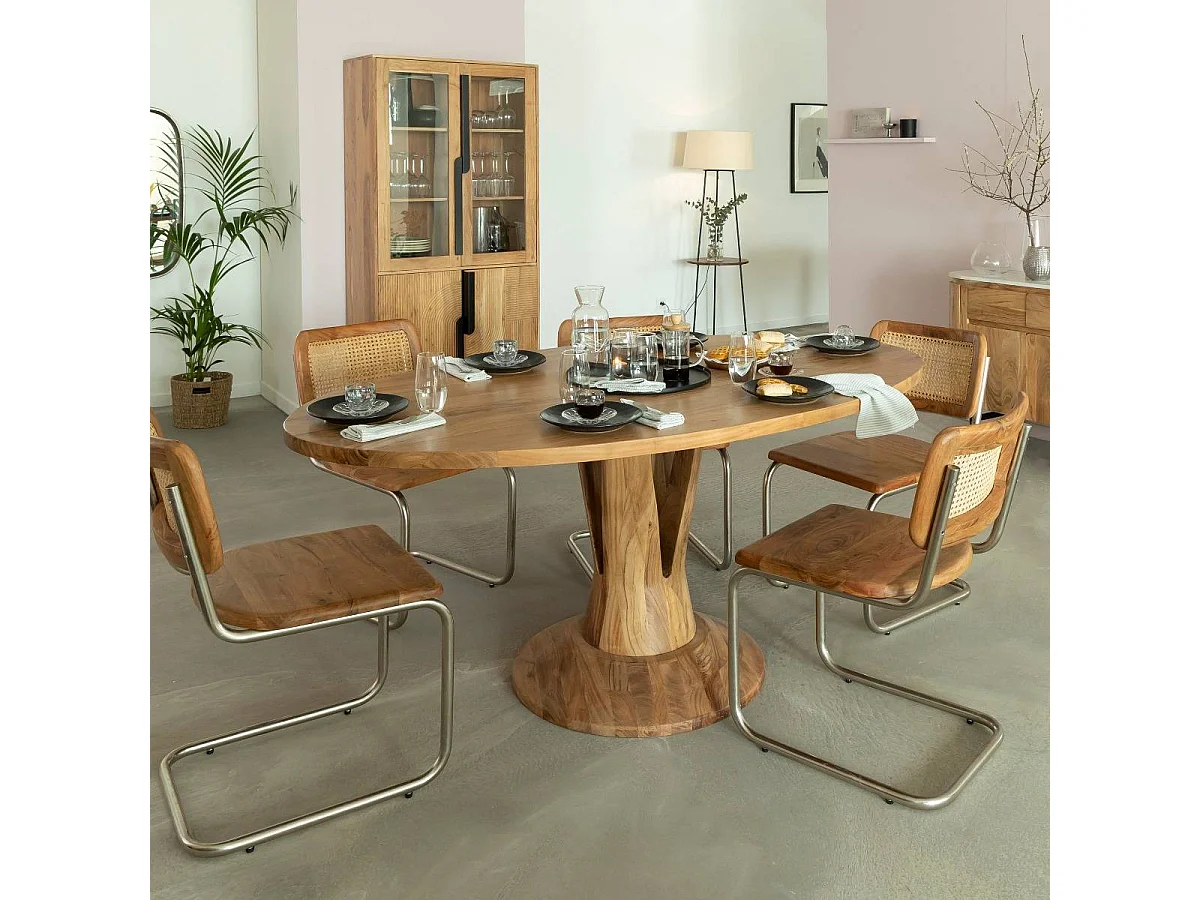 Table à manger ovale en bois d'acacia 175 cm Sauge