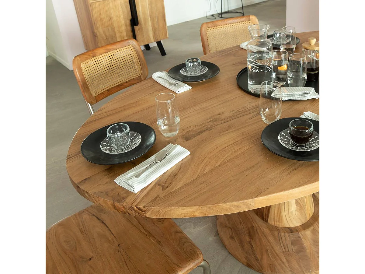 Table à manger ovale en bois d'acacia 175 cm Sauge