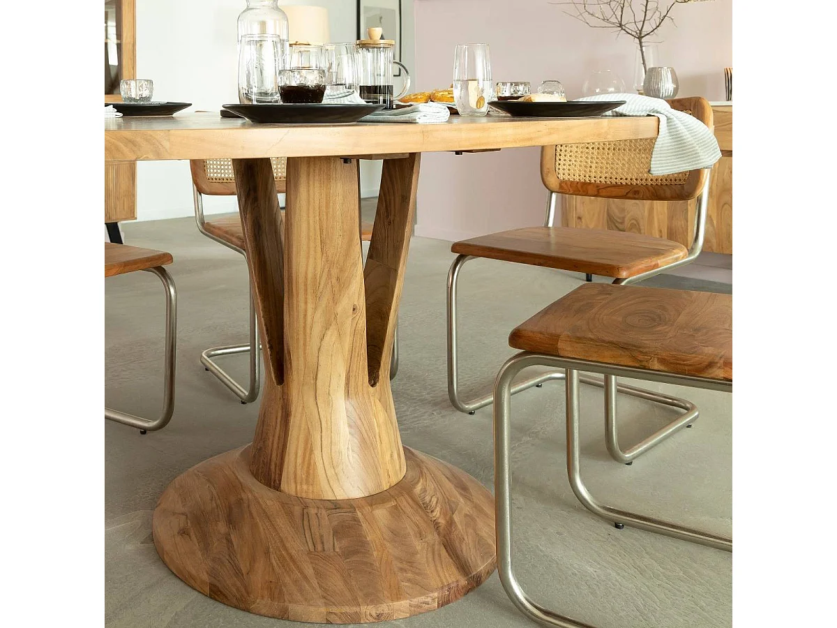 Table à manger ovale en bois d'acacia 175 cm Sauge