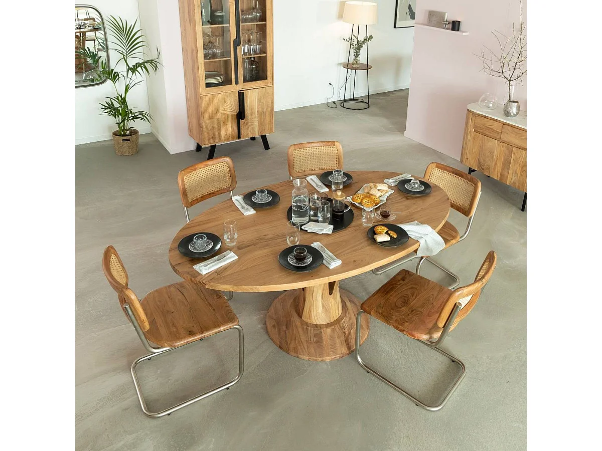 Table à manger ovale en bois d'acacia 175 cm Sauge