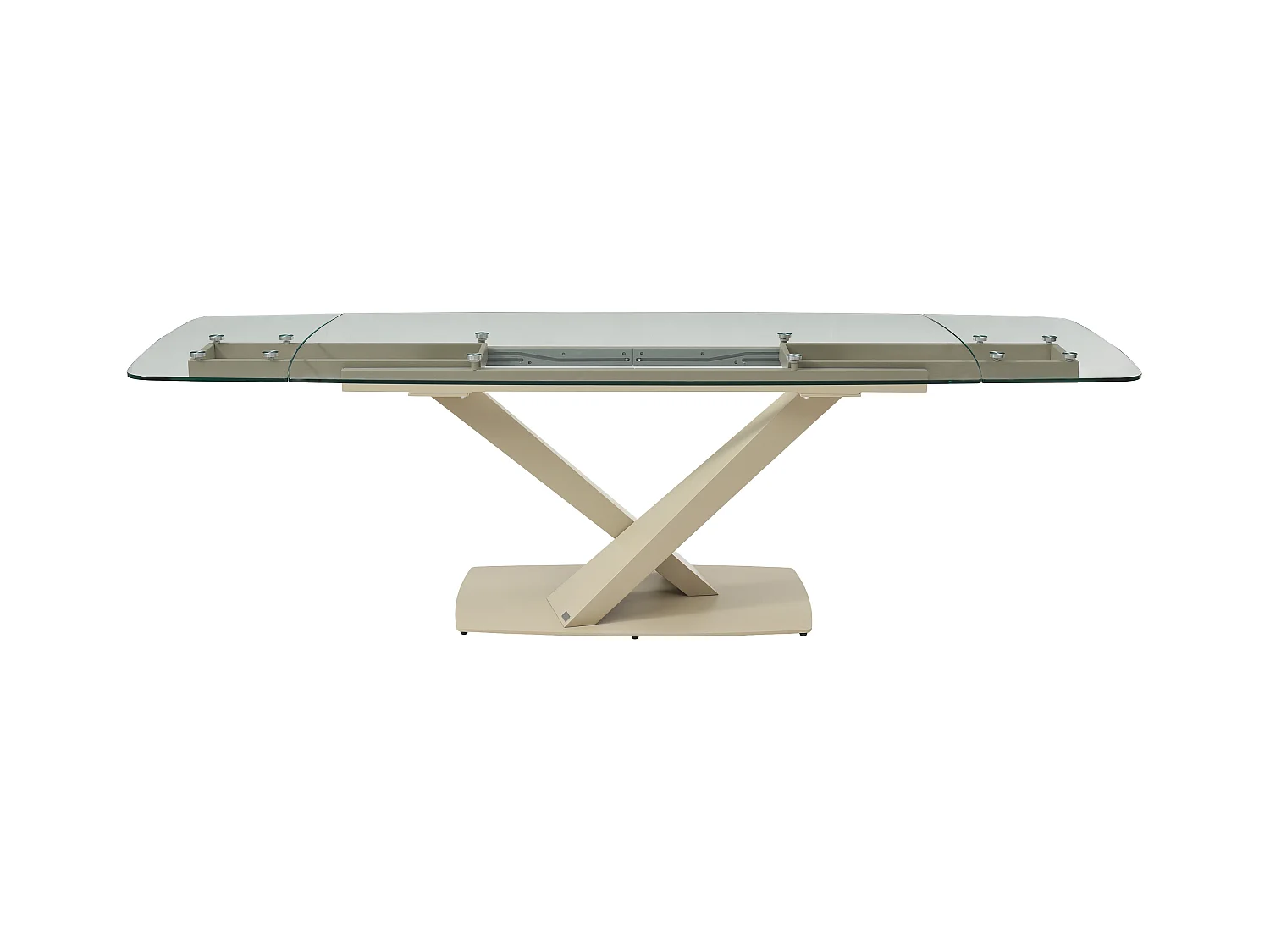 Esstisch ausziehbar - 6 bis 10 Personen - Sicherheitsglas & Metall - Transparent & Beige - MALATA von Maison Céphy