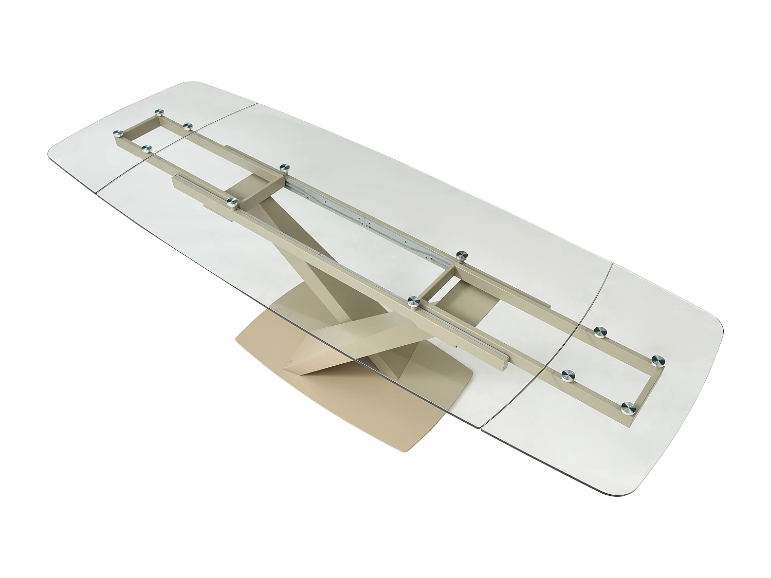 Esstisch ausziehbar - 6 bis 10 Personen - Sicherheitsglas & Metall - Transparent & Beige - MALATA von Maison Céphy