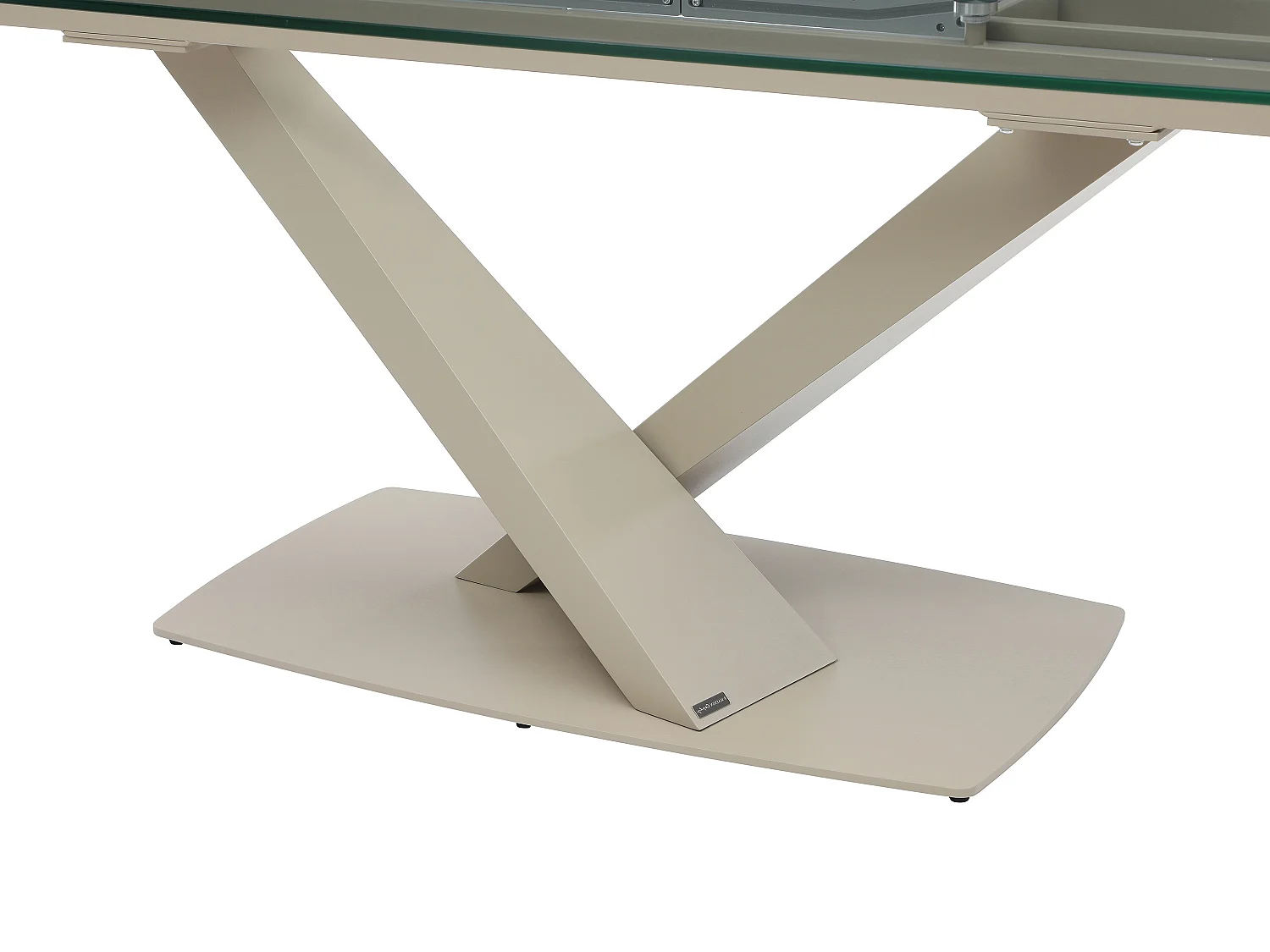 Esstisch ausziehbar - 6 bis 10 Personen - Sicherheitsglas & Metall - Transparent & Beige - MALATA von Maison Céphy