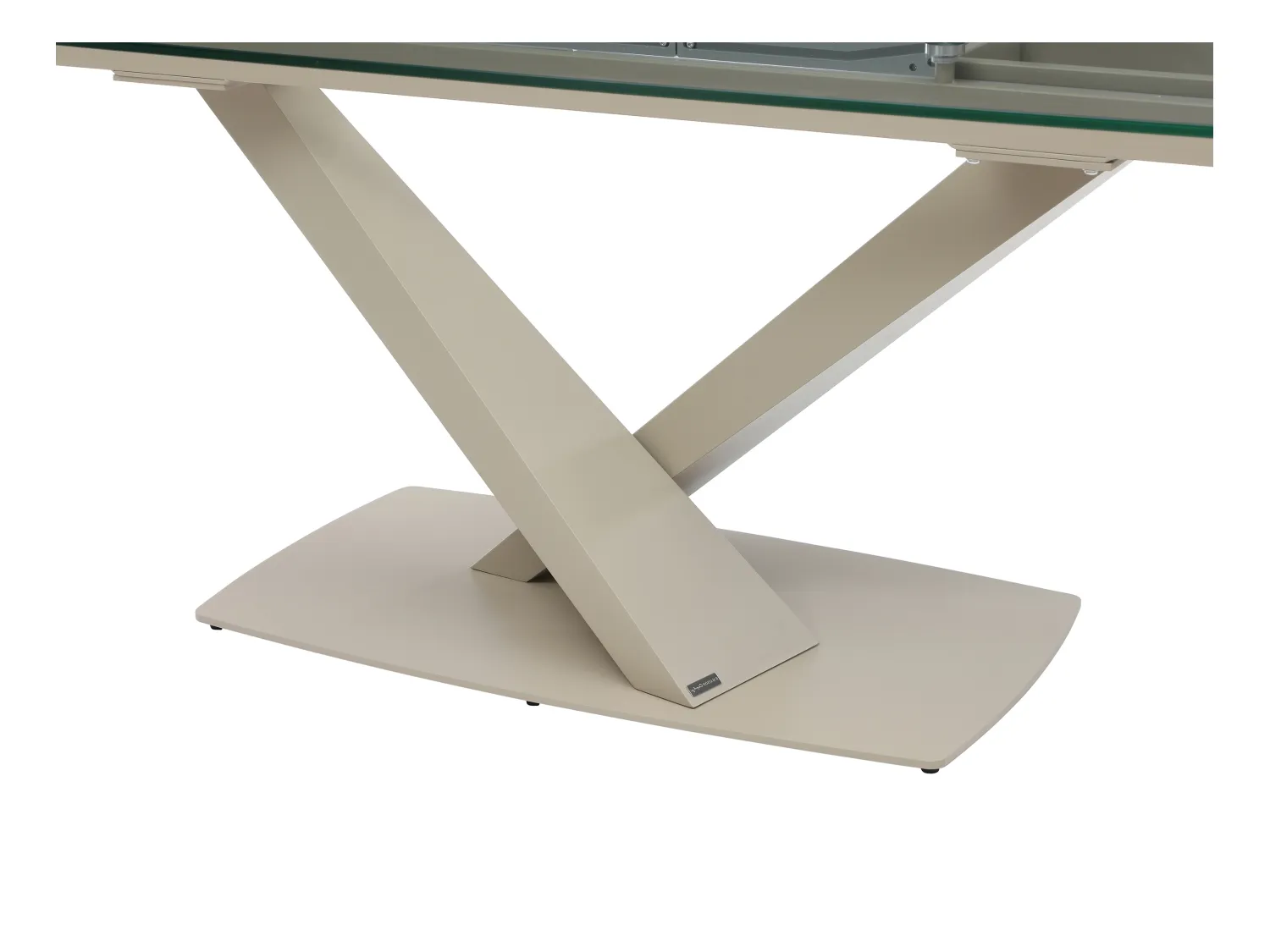 Verlengbare eettafel van 6 tot 10 plaatsen van gehard glas en metaal - Transparant en beige - MALATA van Maison Céphy