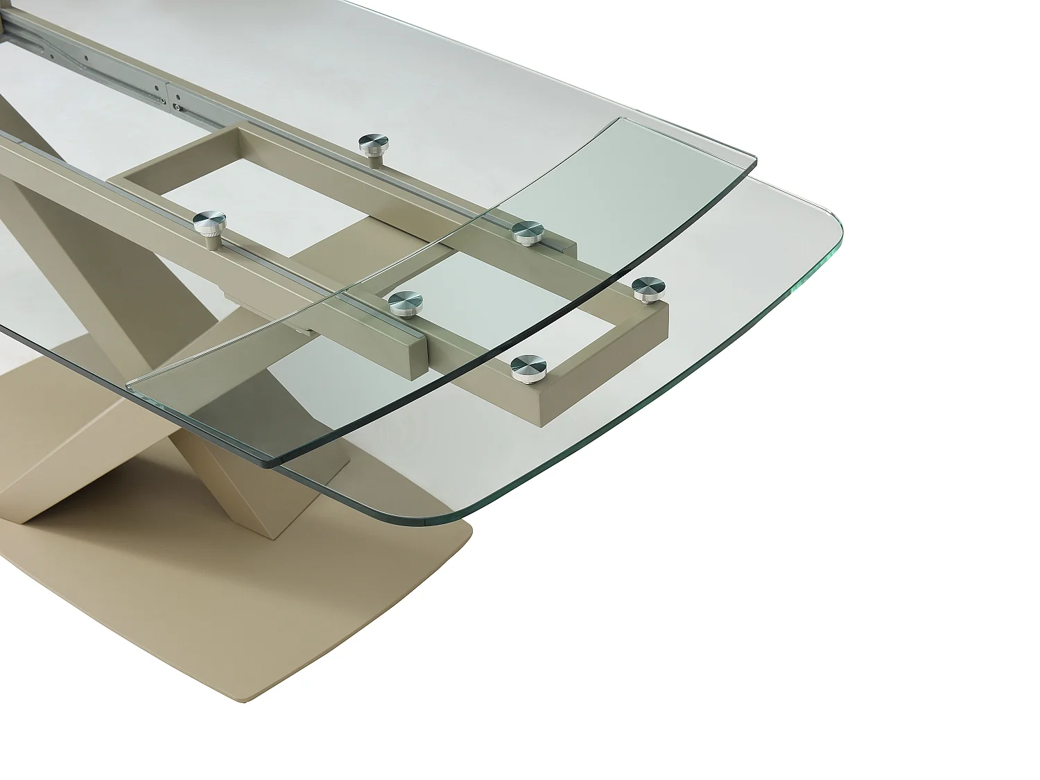 Tavolo da pranzo allungabile 6-10px Vetro temperato e Metallo Trasparente e Beige - MALENA della Maison Céphy