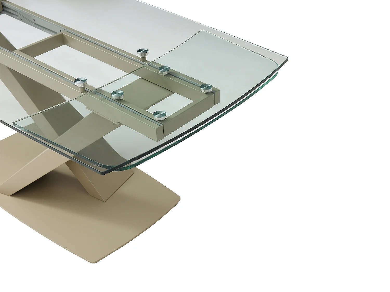 Tavolo da pranzo allungabile 6-10px Vetro temperato e Metallo Trasparente e Beige - MALENA della Maison Céphy