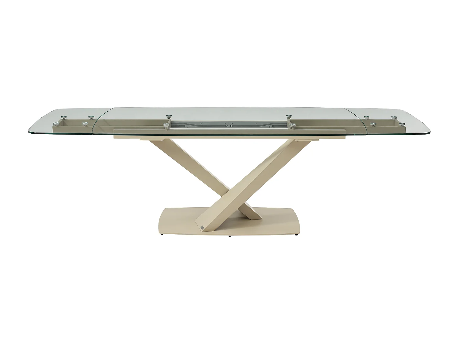 Tavolo da pranzo allungabile 6-10px Vetro temperato e Metallo Trasparente e Beige - MALENA della Maison Céphy