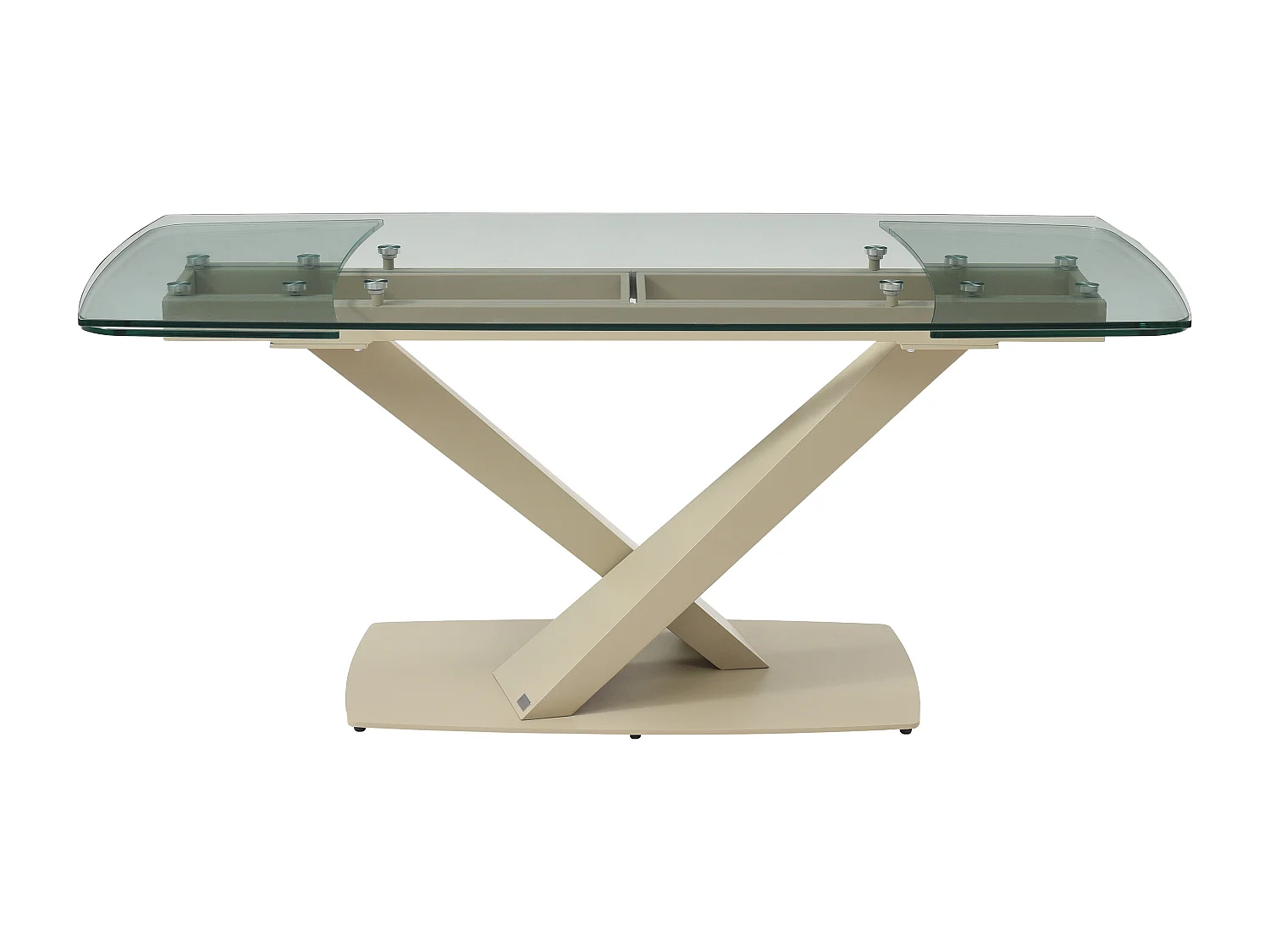 Tavolo da pranzo allungabile 6-10px Vetro temperato e Metallo Trasparente e Beige - MALENA della Maison Céphy