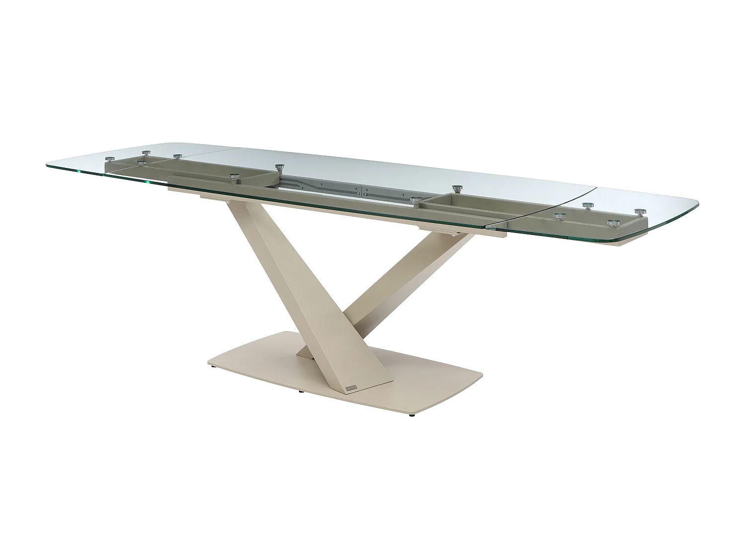 Tavolo da pranzo allungabile 6-10px Vetro temperato e Metallo Trasparente e Beige - MALENA della Maison Céphy