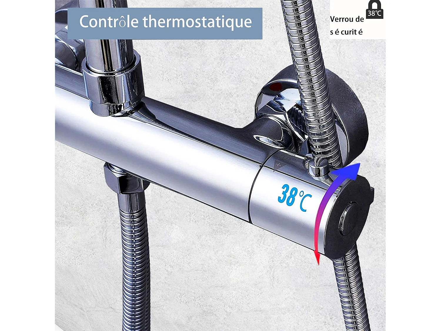 AICA Colonne de douche thermostatique, avec mitigeur thermostatique