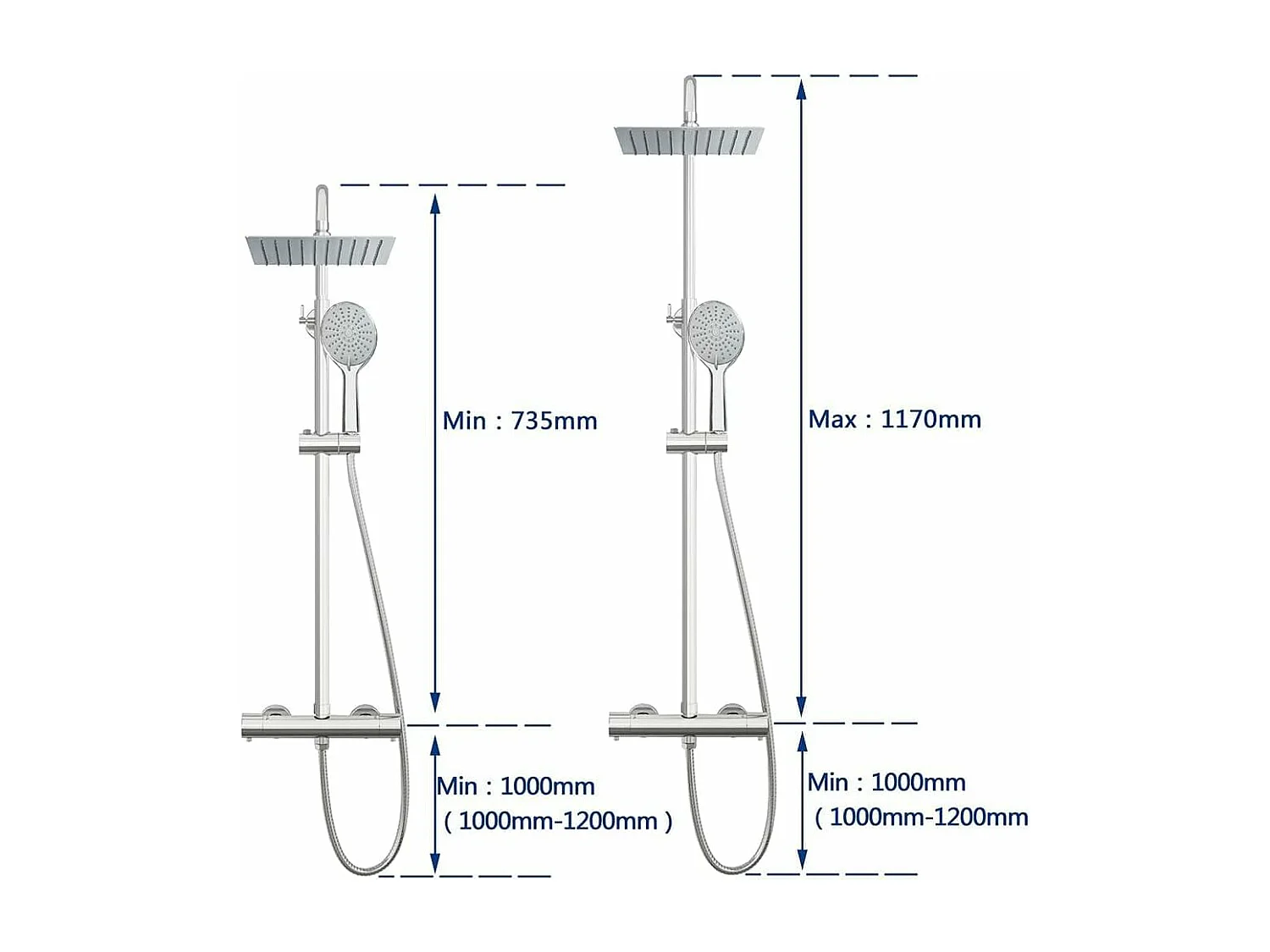 AICA Colonne de douche thermostatique, avec mitigeur thermostatique