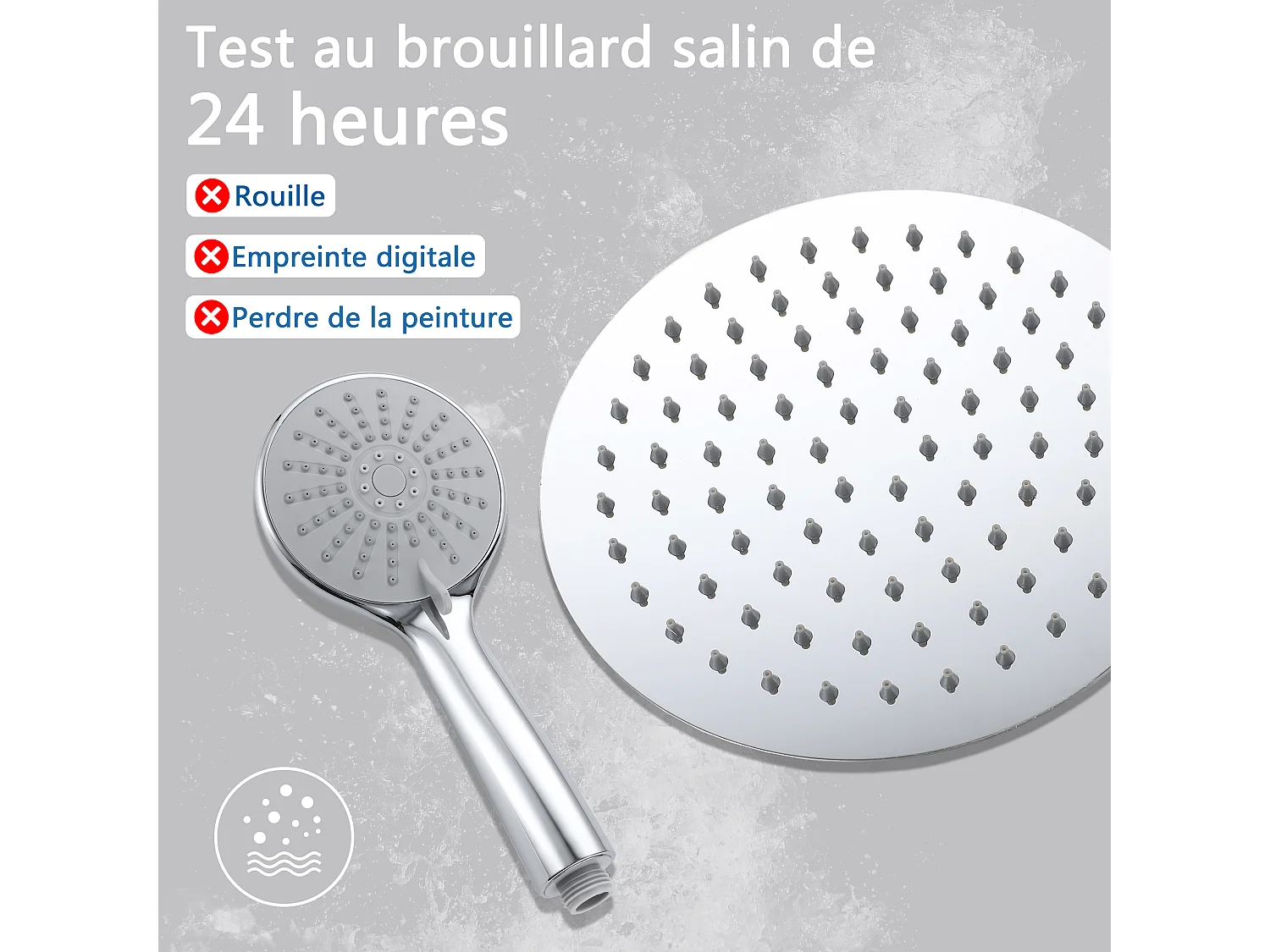 AICA colonne de douche thermostatique en acier inoxydable avec douchette 3 jets, réglable en hauteur