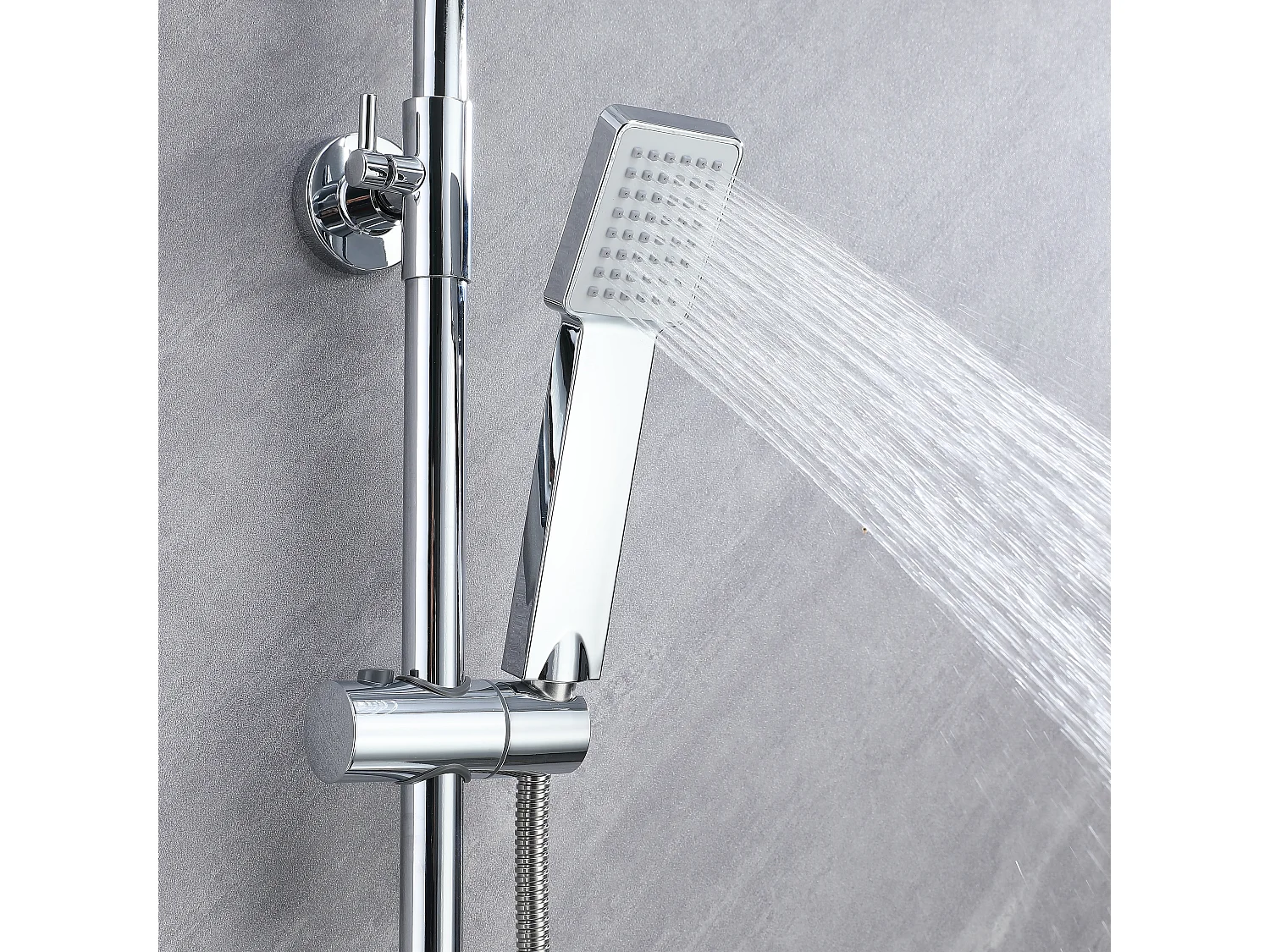 AICA Colonne de douche thermostatique chromé- Ensemble de douche en laiton- Réglable en hauteur