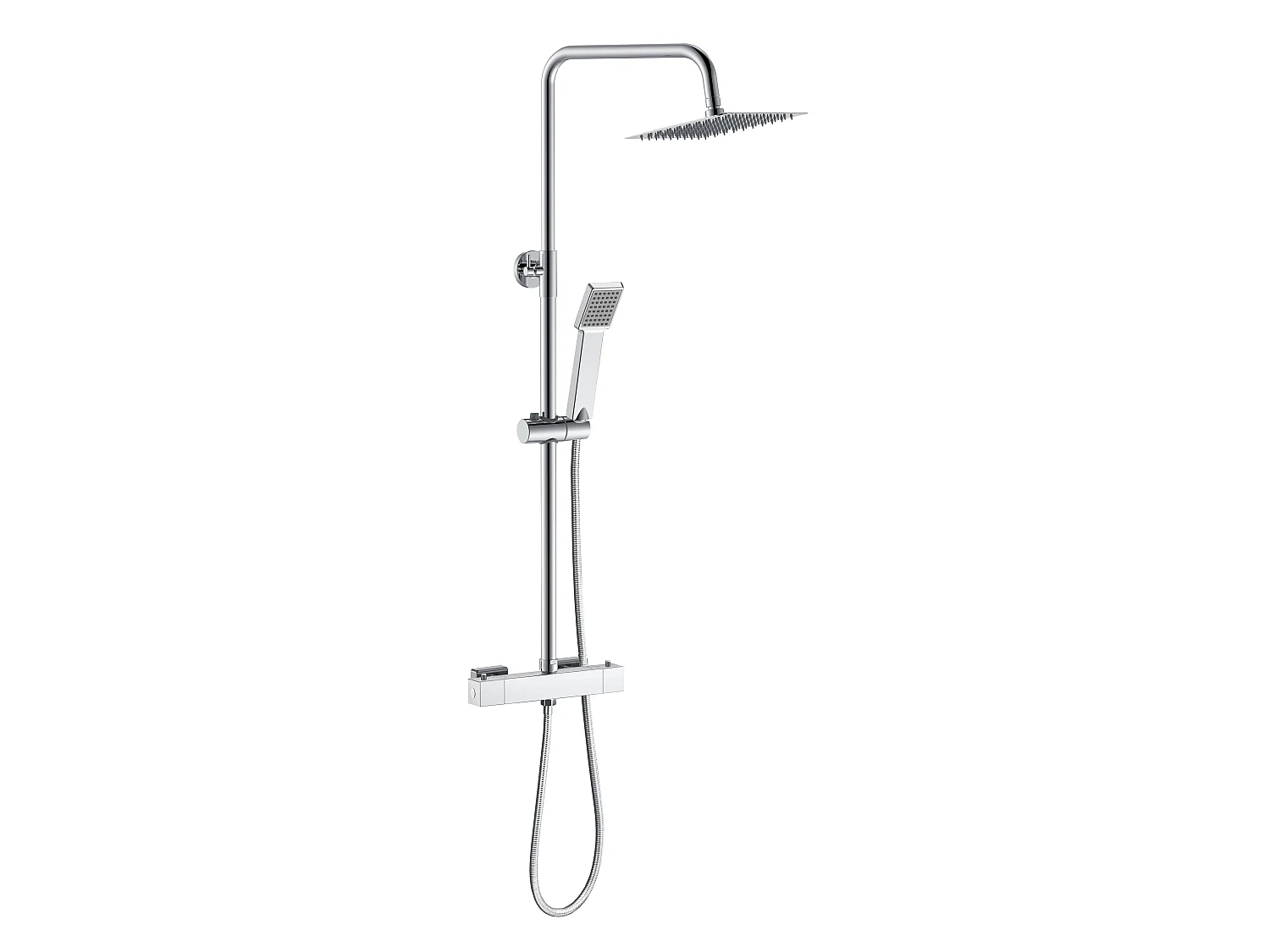 AICA Colonne de douche thermostatique chromé- Ensemble de douche en laiton- Réglable en hauteur
